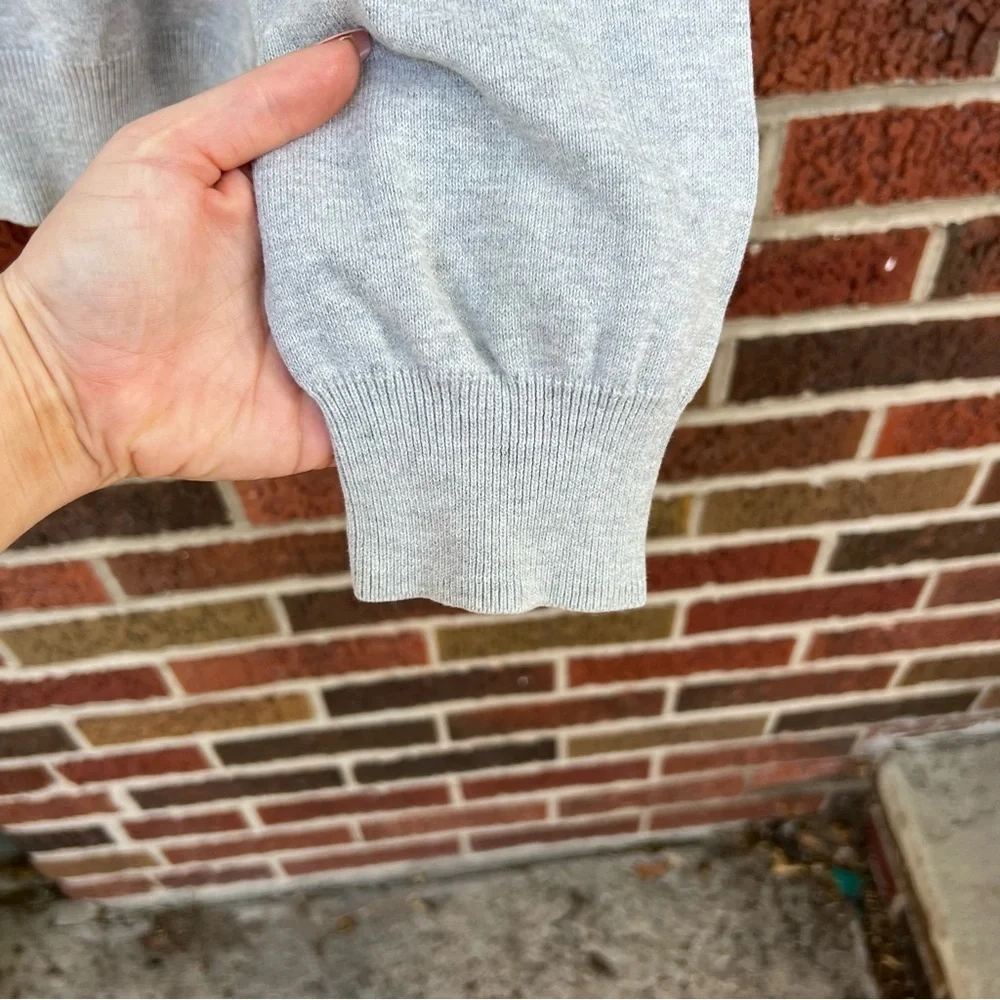 J. Crew Gray V Neck Oatmeal Gray Cotton Sweater - Picture 2 of 3